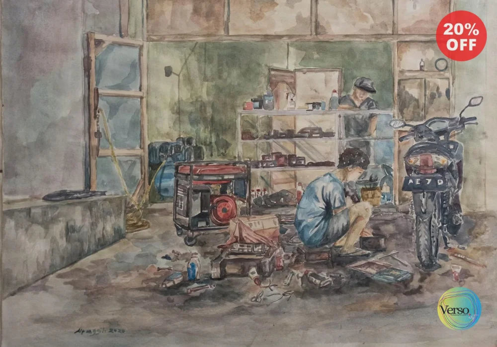 Moto Service 40 x 30 cm / Watercolor / Unframed, shipped in roll