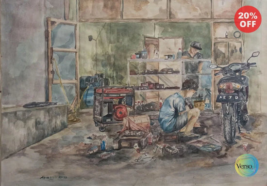 Moto Service 40 x 30 cm / Watercolor / Unframed, shipped in roll