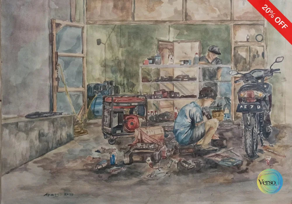 Moto Service 40 x 30 cm / Watercolor / Unframed, shipped in roll