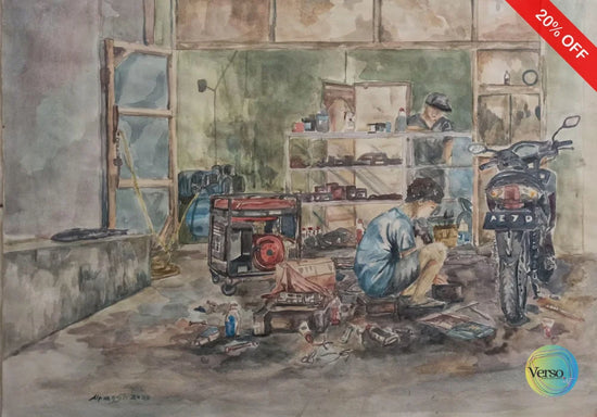 Moto Service 40 x 30 cm / Watercolor / Unframed, shipped in roll
