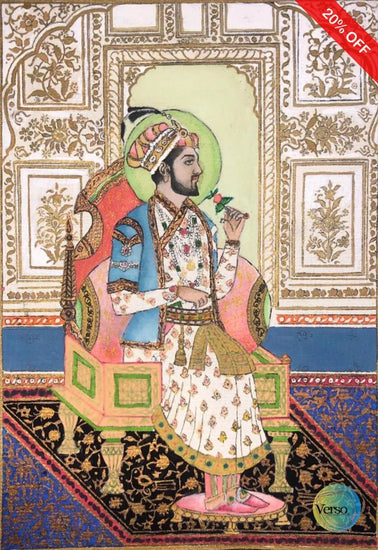 Mughal Emperor Shah Jahan. 7.5 x 10.5 cm / Watercolor / Unframed, shipped in roll