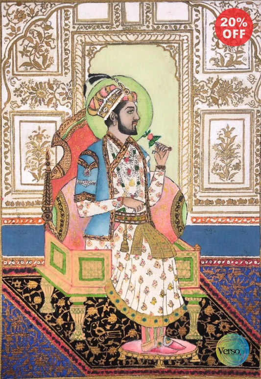 Mughal Emperor Shah Jahan. 7.5 x 10.5 cm / Watercolor / Unframed, shipped in roll