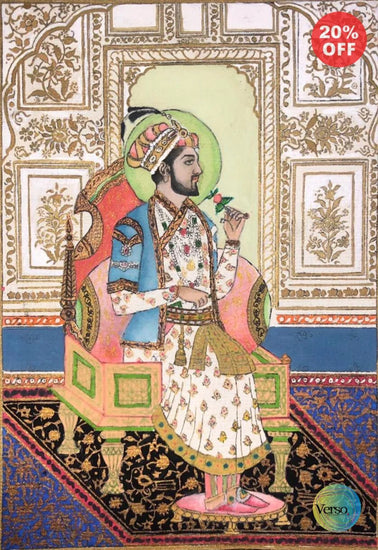 Mughal Emperor Shah Jahan. 7.5 x 10.5 cm / Watercolor / Unframed, shipped in roll