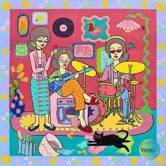 Musical Girls - 80 x 80 cm / Acrylic / Unframed, shipped in a roll