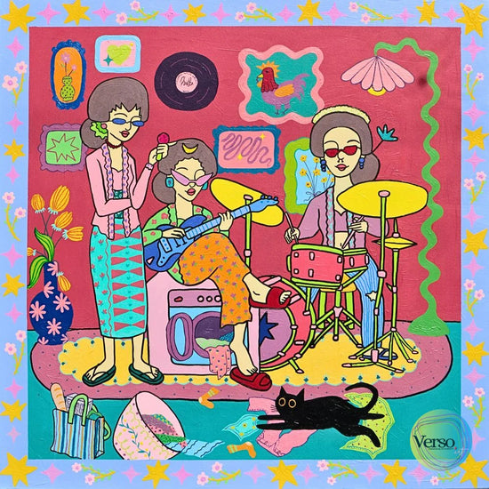 Musical Girls - 80 x 80 cm / Acrylic / Unframed, shipped in a roll