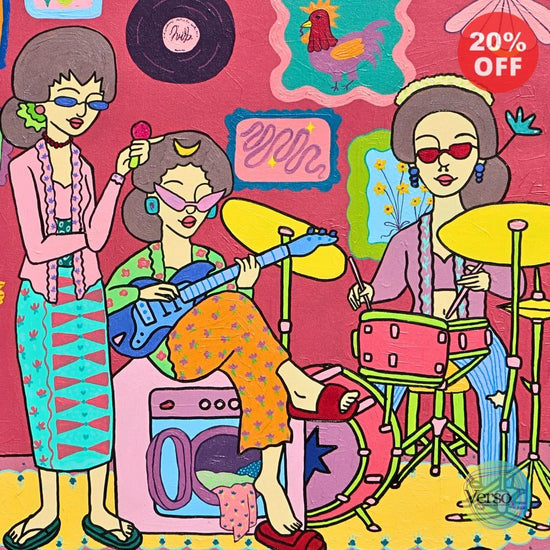 Musical Girls - 80 x 80 cm / Acrylic / Unframed, shipped in a roll
