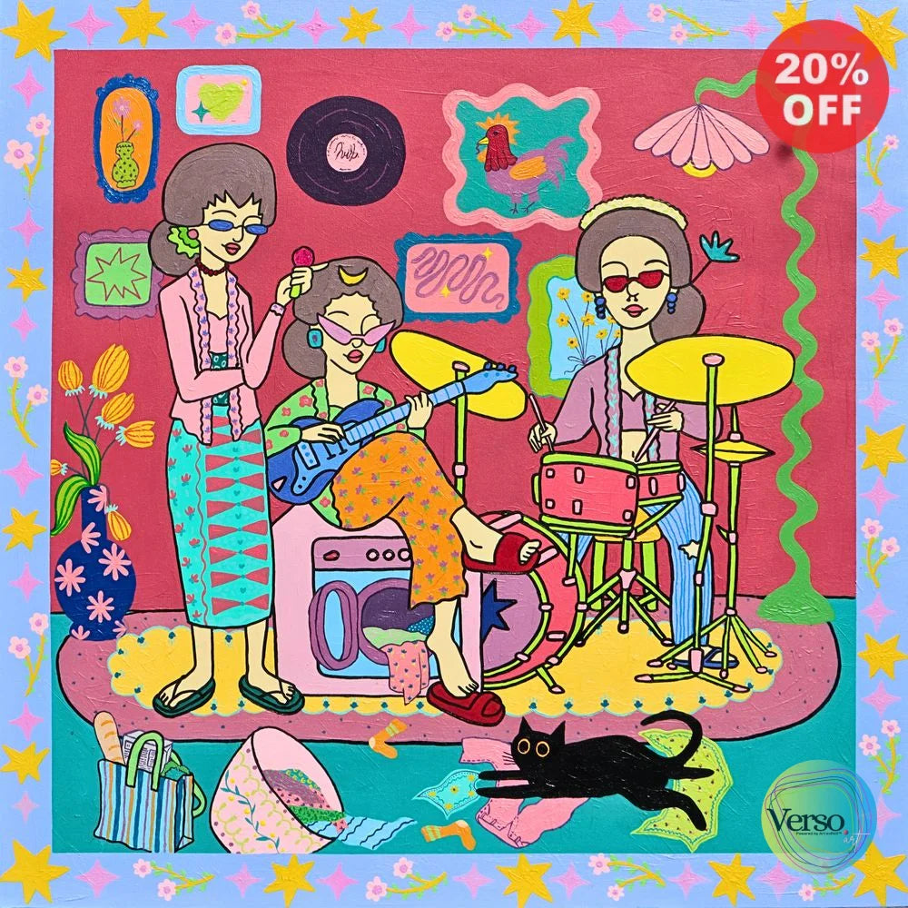 Musical Girls - 80 x 80 cm / Acrylic / Unframed, shipped in a roll