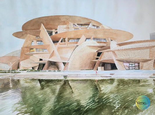 National Museum of Qatar 59 x 44 cm / Watercolor / Unframed, shipped in a roll