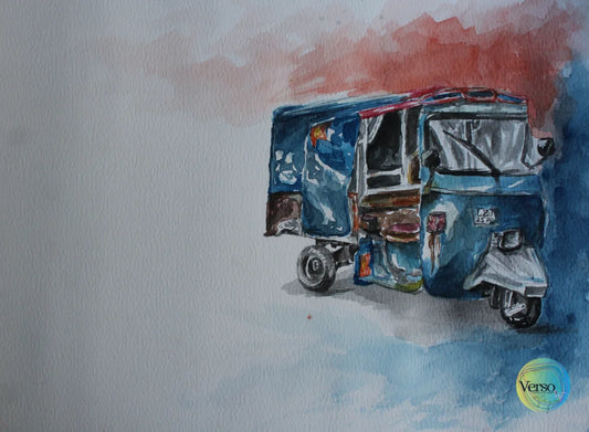 Pakistani Rikshaw 26 x 36 cm / Watercolor / Unframed, shipped in roll