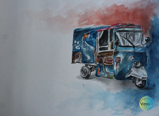 Pakistani Rikshaw 26 x 36 cm / Watercolor / Unframed, shipped in roll