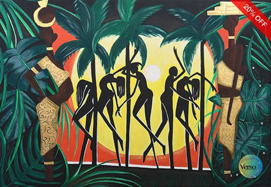 Palm Leaves 100 x 70 cm / Acrylic / Unframed, shipped in roll