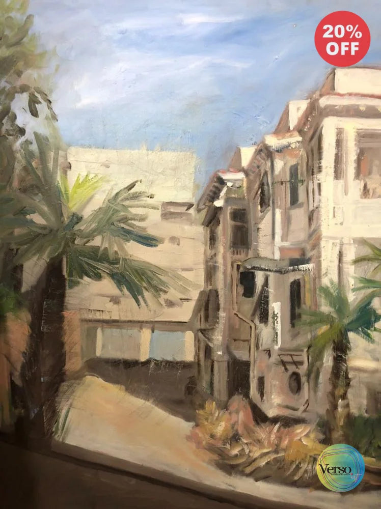 Palm tree and blue sky 50 x 70 cm / Oil / Unframed, shipped in roll