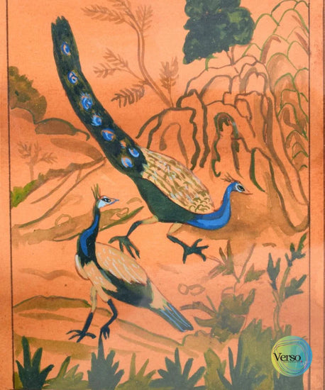 Peacocks in a Garden 10 x 12 cm / Watercolor / Unframed, shipped in a roll