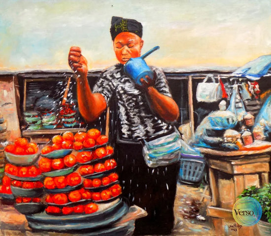 Pepper Seller 50 x 42 cm / Acrylic / Unframed, shipped in a roll