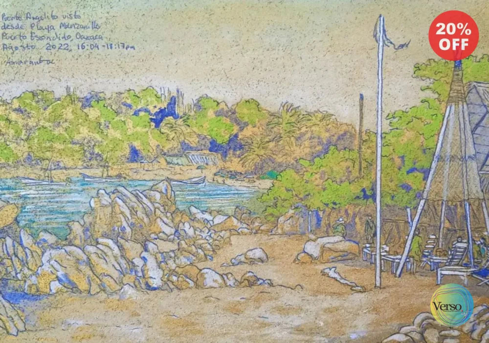 Playa Manzanillo Puerto Escondido Oaxaca. 21.5 x 15.5 cm / Mixed / Unframed, shipped in a roll