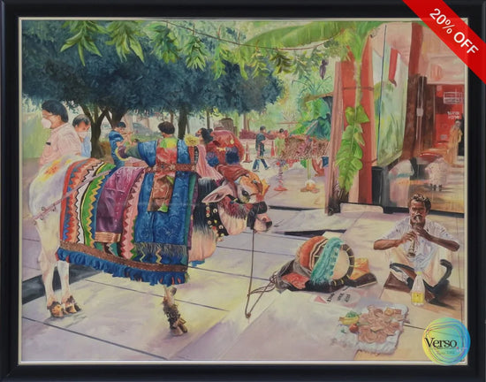 Pongal Bull 26.5 x 34 cm / Oil / Framed, shipped flat