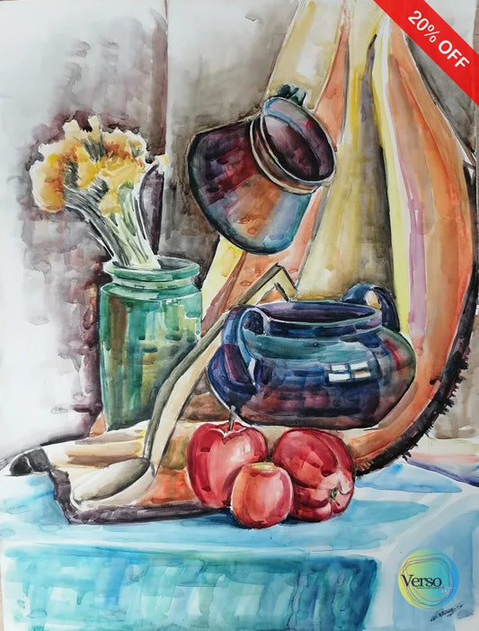 Pots and a Vase 46.8 x 61.8 cm / Watercolor / Unframed, shipped in a roll