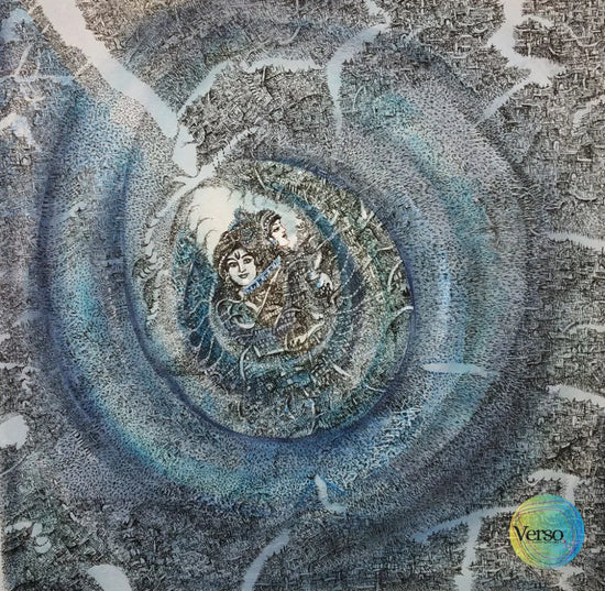 Radha Krishna 20 x 20 cm / Acrylic / Unframed, shipped in a roll