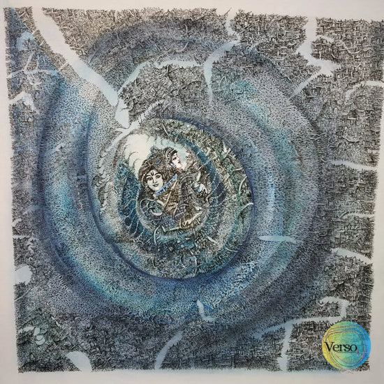 Radha Krishna 20 x 20 cm / Acrylic / Unframed, shipped in a roll