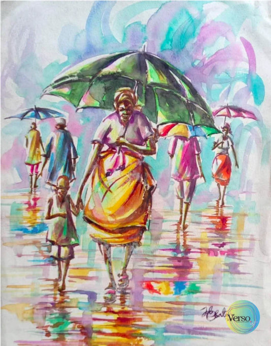 Rainy Day Outing 24 x 36 cm / Watercolor / Unframed, shipped in a roll