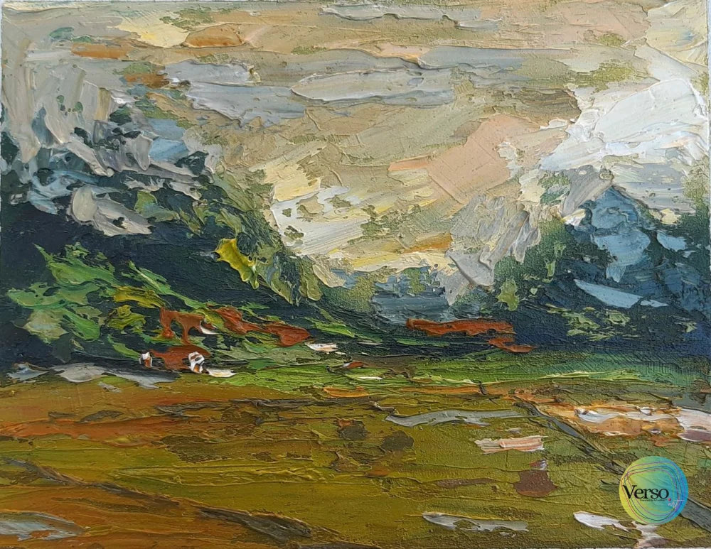 Rice fields morning 25 x 20 cm / Oil / Unframed, shipped flat