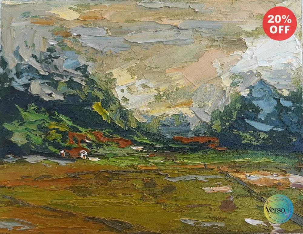 Rice fields morning 25 x 20 cm / Oil / Unframed, shipped flat