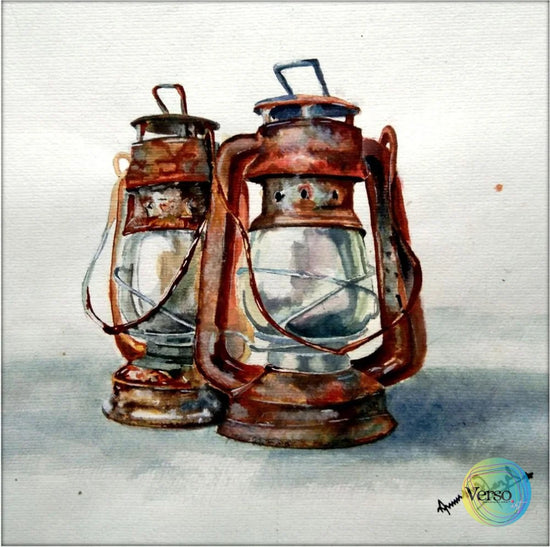 Rusty Lanterns 9.2 x 10.2 cm / Watercolor / Unframed, shipped in a roll