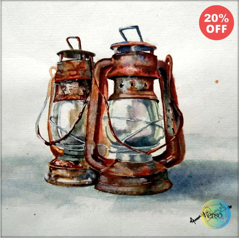 Rusty Lanterns 9.2 x 10.2 cm / Watercolor / Unframed, shipped in a roll