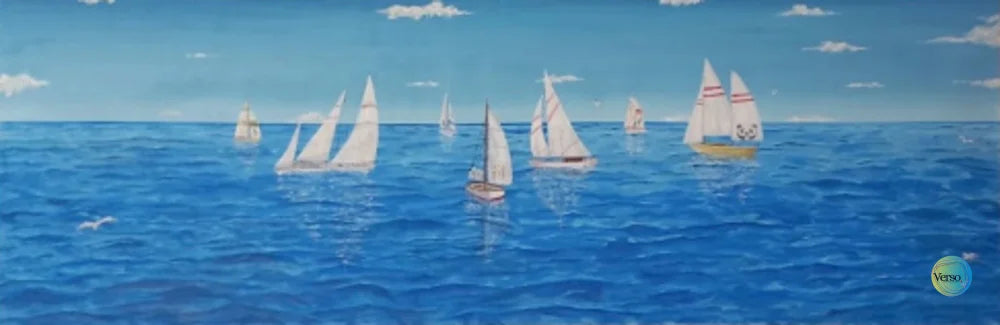 Sailboats - 135 x 45 cm / Oil / Unframed, shipped in a roll
