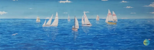Sailboats - 135 x 45 cm / Oil / Unframed, shipped in a roll