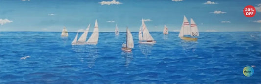 Sailboats - 135 x 45 cm / Oil / Unframed, shipped in a roll