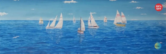 Sailboats - 135 x 45 cm / Oil / Unframed, shipped in a roll