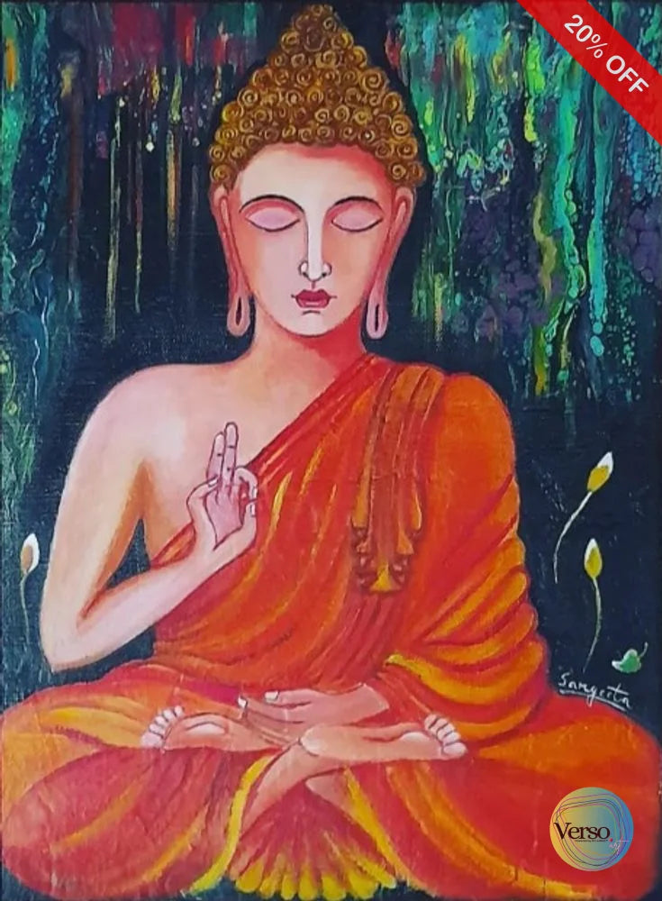 Shanti (Buddha) 12 x 16 cm / Acrylic / Framed, shipped flat