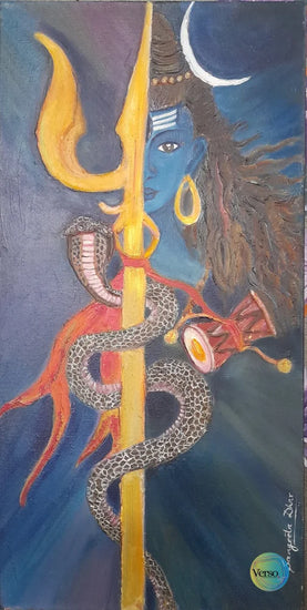 Shiva Shakti 12 x 24 inch / Oil / Unframed, shipped in a roll
