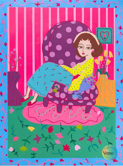 Sitting Amongst Flowers - 60 x 80 cm / Acrylic / Framed, shipped flat