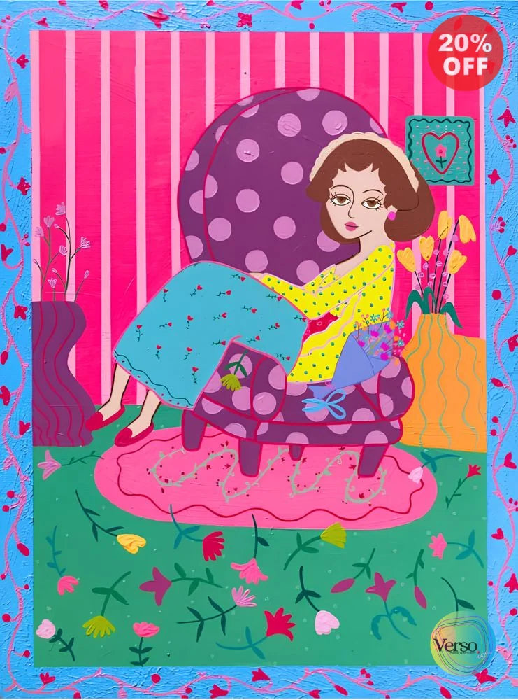 Sitting Amongst Flowers - 60 x 80 cm / Acrylic / Framed, shipped flat