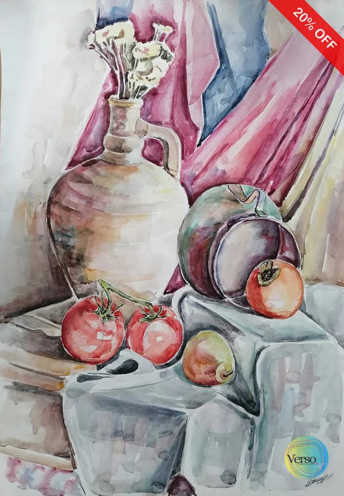 still life composition 42.6 x 61.1 cm / Watercolor / Unframed, shipped in a roll