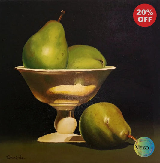 Still Life Pears 12 x 12 cm / Oil / Unframed, shipped in roll