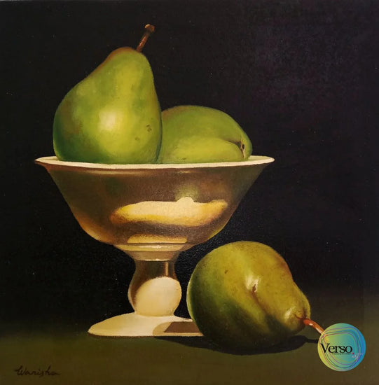 Still Life Pears 12 x 12 cm / Oil / Unframed, shipped in roll