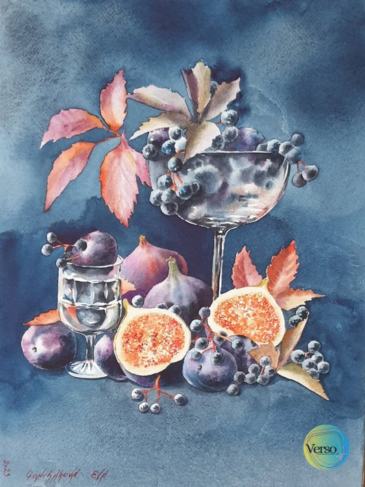Still life with figs 31 x 41 cm / Watercolor / Unframed, shipped in roll