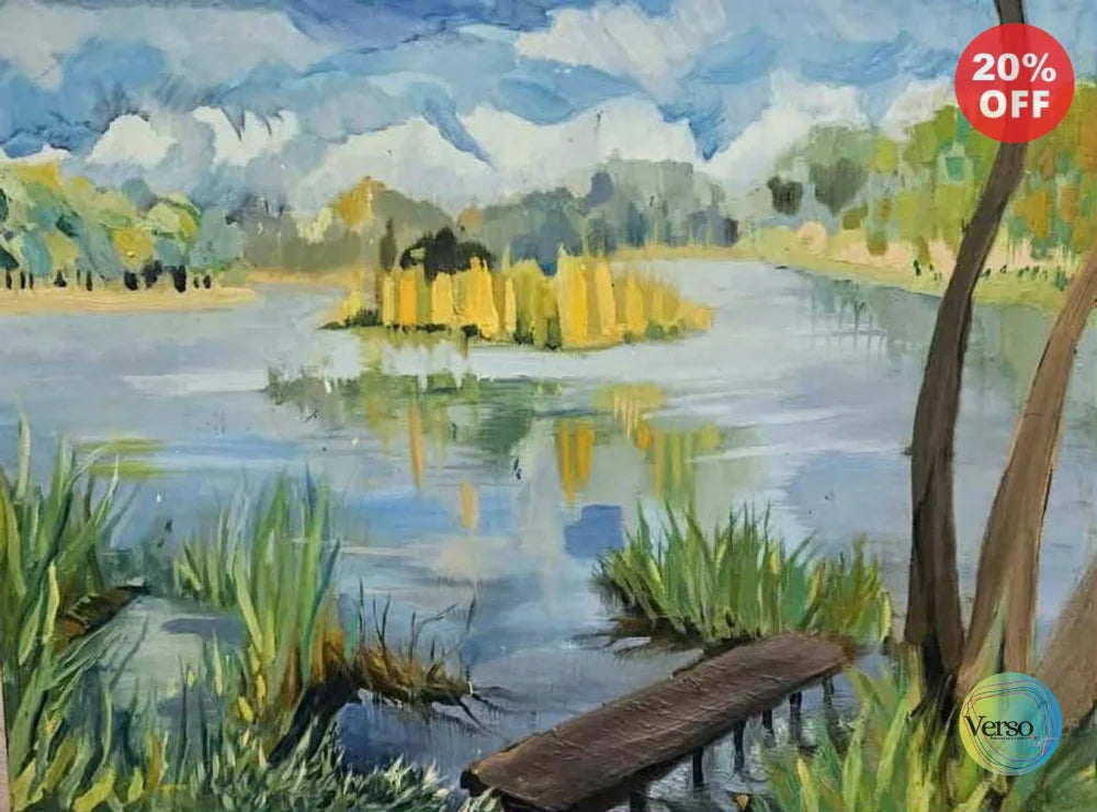 Szadzko lake - 70 x 50 cm / Oil / Framed, shipped flat