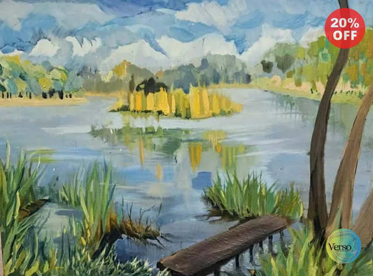 Szadzko lake - 70 x 50 cm / Oil / Framed, shipped flat