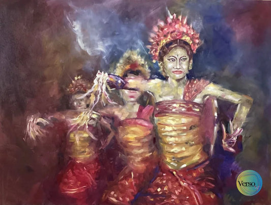 Tari Pendet 120 x 90 cm / Oil / Unframed, shipped flat