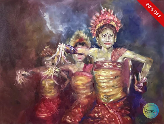 Tari Pendet 120 x 90 cm / Oil / Unframed, shipped flat