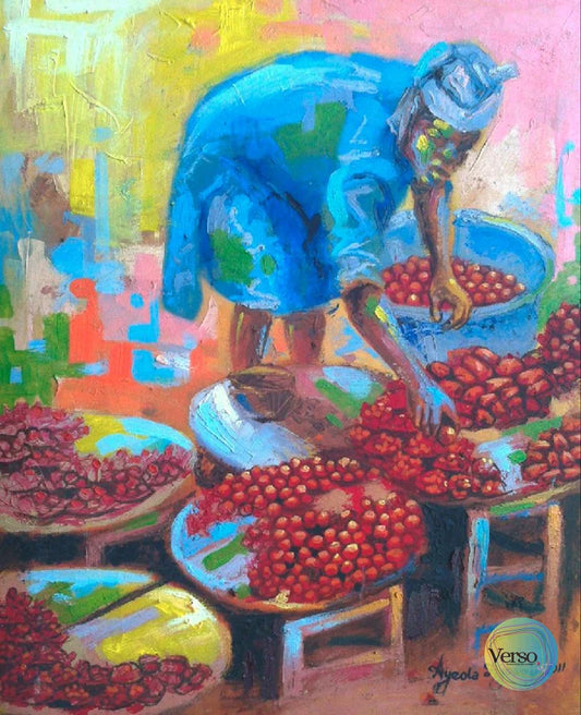 The Fruit Seller 18 x 24 cm / Oil / Unframed, shipped in a roll