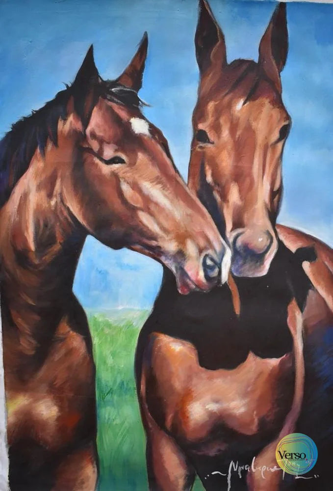 The Horse Brothers 24 x 36 cm / Oil / Unframed, shipped in a roll
