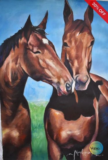 The Horse Brothers 24 x 36 cm / Oil / Unframed, shipped in a roll