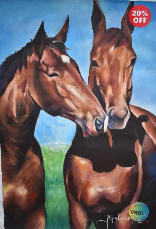 The Horse Brothers 24 x 36 cm / Oil / Unframed, shipped in a roll