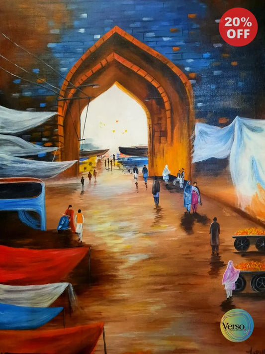 The old market place 18 x 24 cm / Acrylic / Unframed, shipped in roll