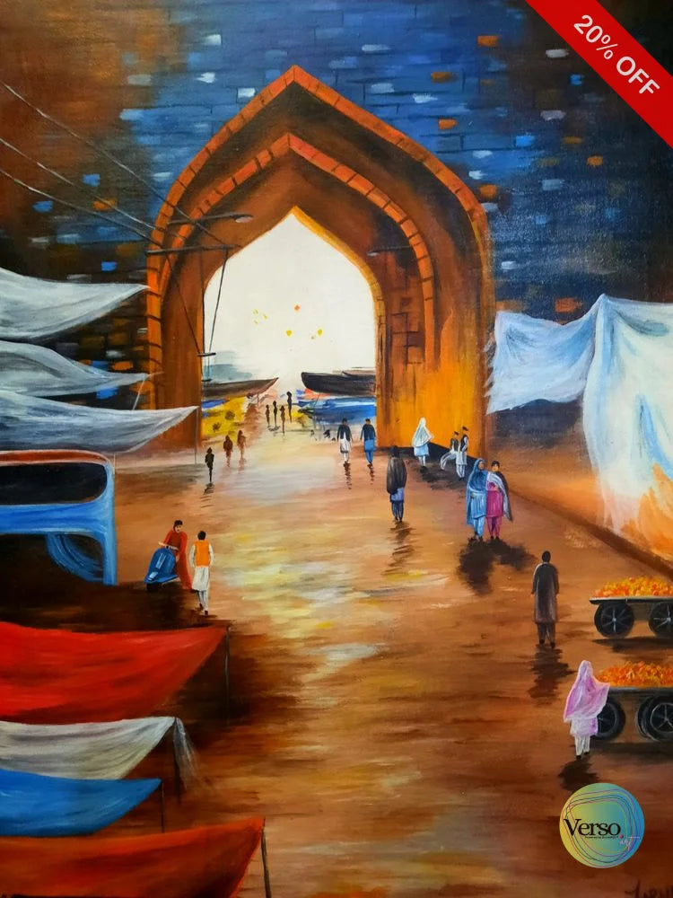 The old market place 18 x 24 cm / Acrylic / Unframed, shipped in roll